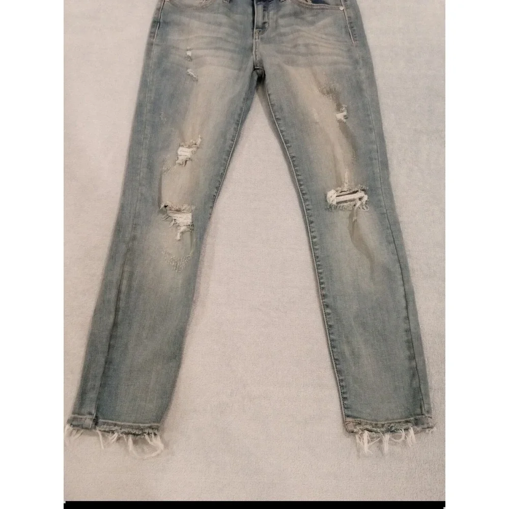 Womens Judy Blue Los Angeles Skinny FitBlue Stretch Denim Jeans Distressed 31x28